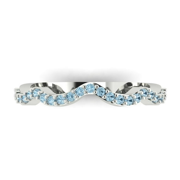 0.23 ctw Wedding Band for Women - 18K White Gold Natural Aquamarine Stackable Eternity Ring