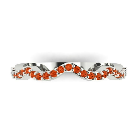 0.23 ctw Wedding Band for Women - 18K White Gold Simulated Red Diamond Stackable Eternity Ring