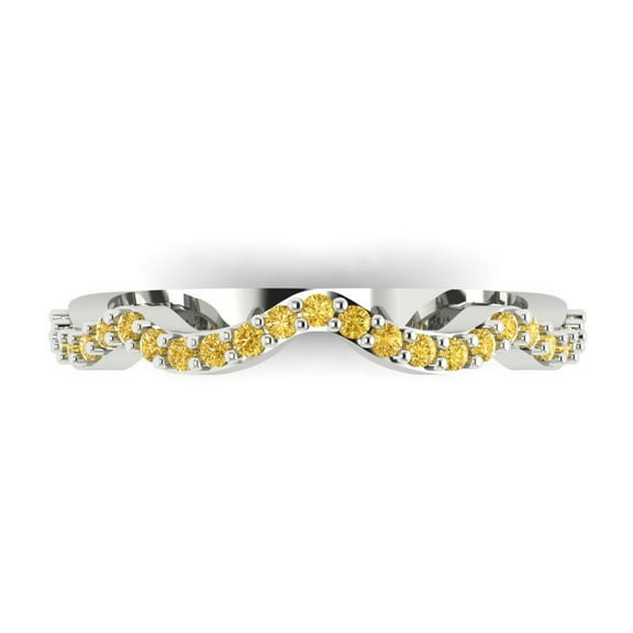 0.23 ctw Wedding Band for Women - 18K White Gold Simulated Yellow Diamond Stackable Eternity Ring