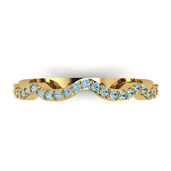 0.23 ctw Wedding Band for Women - 18K Yellow Gold Natural Sky Blue Topaz Stackable Eternity Ring