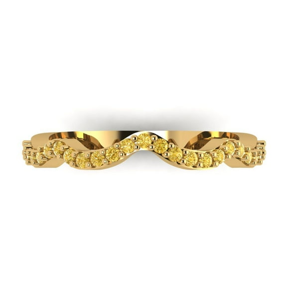 0.23 ctw Wedding Band for Women - 18K Yellow Gold Simulated Yellow Diamond Stackable Eternity Ring