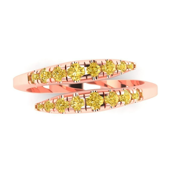 0.235 ctw Wedding Band for Women - 14K Rose Gold Natural Citrine Stackable Eternity Ring