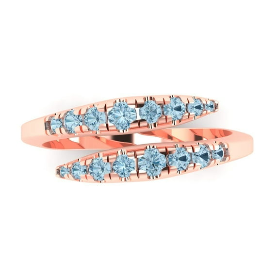 0.235 ctw Wedding Band for Women - 14K Rose Gold Natural Sky Blue Topaz Stackable Eternity Ring