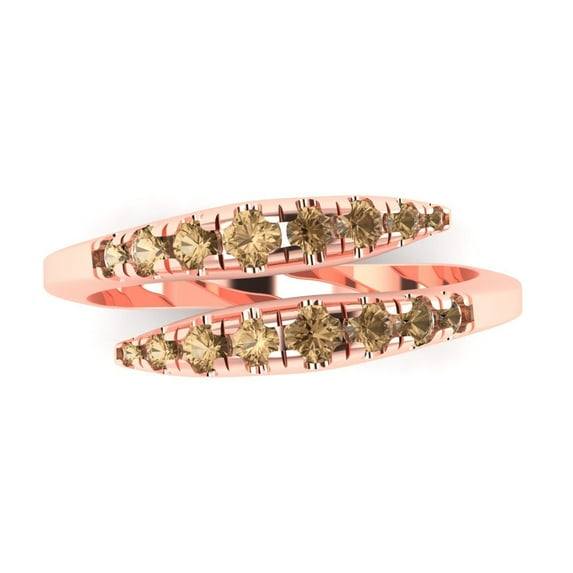 0.235 ctw Wedding Band for Women - 14K Rose Gold Simulated Champagne Diamond Stackable Eternity Ring