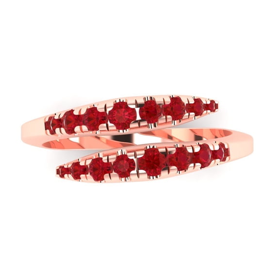 0.235 ctw Wedding Band for Women - 14K Rose Gold Simulated Ruby Stackable Eternity Ring