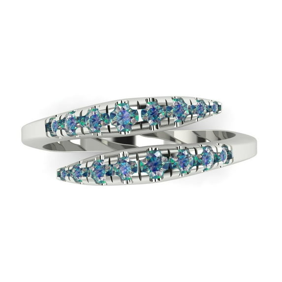 0.235 ctw Wedding Band for Women - 14K White Gold Blue Moissanite Stackable Eternity Ring