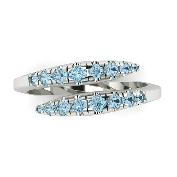 0.235 ctw Wedding Band for Women - 14K White Gold Natural Swiss Blue Topaz Stackable Eternity Ring