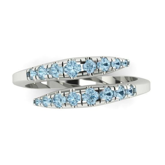 0.235 ctw Wedding Band for Women - 14K White Gold Natural Swiss Blue Topaz Stackable Eternity Ring