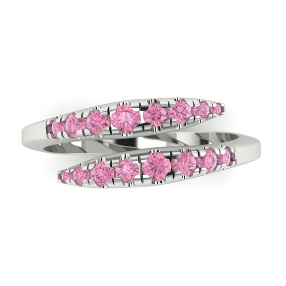 0.235 ctw Wedding Band for Women - 14K White Gold Simulated Pink Diamond Stackable Eternity Ring
