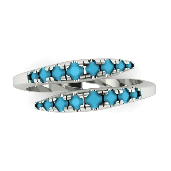 0.235 ctw Wedding Band for Women - 14K White Gold Simulated Turquoise Stackable Eternity Ring