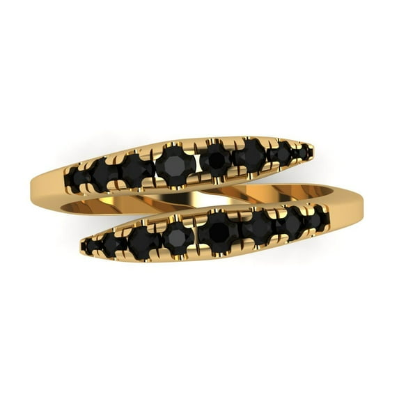 0.235 ctw Wedding Band for Women - 14K Yellow Gold Natural Onyx Stackable Eternity Ring