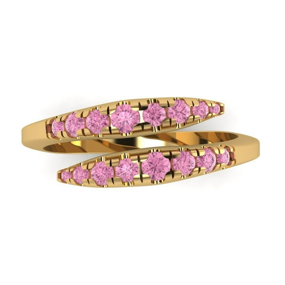 0.235 ctw Wedding Band for Women - 14K Yellow Gold Simulated Pink Diamond Stackable Eternity Ring