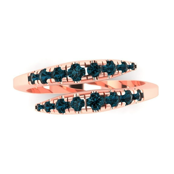 0.235 ctw Wedding Band for Women - 18K Rose Gold Natural London Blue Topaz Stackable Eternity Ring