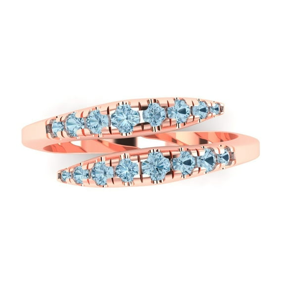 0.235 ctw Wedding Band for Women - 18K Rose Gold Natural Sky Blue Topaz Stackable Eternity Ring