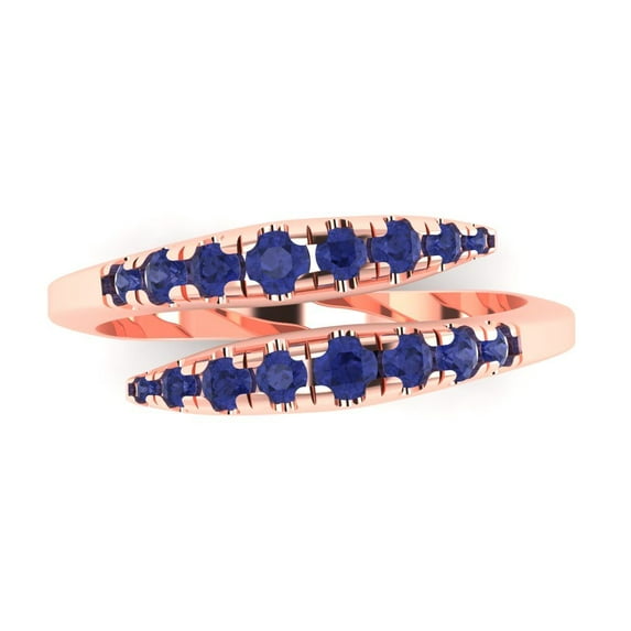 0.235 ctw Wedding Band for Women - 18K Rose Gold Simulated Tanzanite Stackable Eternity Ring