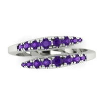 0.235 ctw Wedding Band for Women - 18K White Gold Natural Amethyst Stackable Eternity Ring