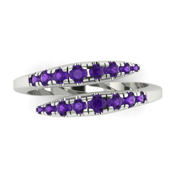 0.235 ctw Wedding Band for Women - 18K White Gold Natural Amethyst Stackable Eternity Ring