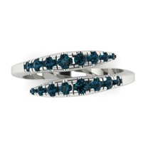 0.235 ctw Wedding Band for Women - 18K White Gold Natural London Blue Topaz Stackable Eternity Ring