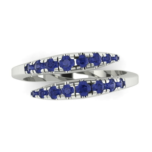 0.235 ctw Wedding Band for Women - 18K White Gold Simulated Tanzanite Stackable Eternity Ring