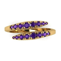 0.235 ctw Wedding Band for Women - 18K Yellow Gold Natural Amethyst Stackable Eternity Ring