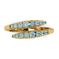 0.235 ctw Wedding Band for Women - 18K Yellow Gold Natural Sky Blue Topaz Stackable Eternity Ring