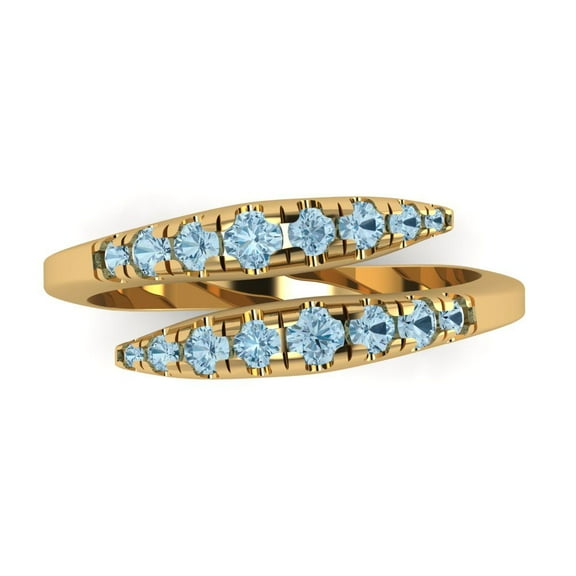 0.235 ctw Wedding Band for Women - 18K Yellow Gold Natural Sky Blue Topaz Stackable Eternity Ring