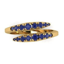 0.235 ctw Wedding Band for Women - 18K Yellow Gold Simulated Tanzanite Stackable Eternity Ring