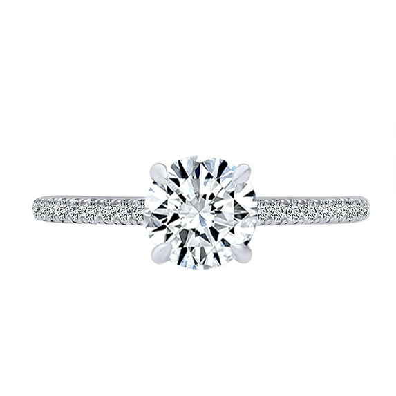 AFFY 0.24 Carat (Cttw) White Natural Diamond Semi Mount Classic Halo Engagement Ring In 14k Solid White Gold (I-J Color, I2-I3 Clarity) Ring Size-5.5