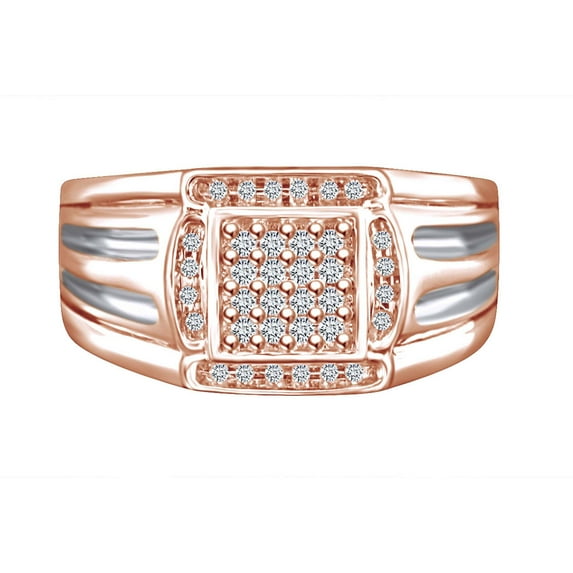 AFFY 0.24 Carat (Ctw) Round Shape White Natural Diamond Men's Two Tone Band ring 10K Gold