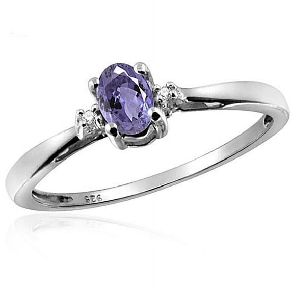 0.24 Carat Tanzanite Gemstone and Accent White Diamond Ring