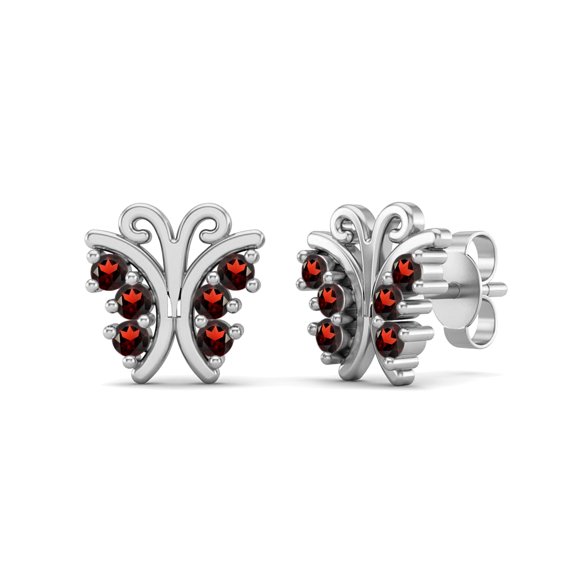 0.24 Ctw Garnet 925 Sterling Silver Dainty Butterfly Mother's Day Gift Women Stud Earring