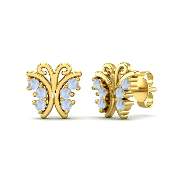 0.24 Ctw Rainbow 925 Sterling Silver Gold Vermeil Dainty Butterfly Valentines Day Gifts Women Stud Earring