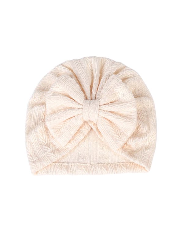 0-24 Months Newborn Girls' Hats Cotton and Linen Cap Infant Big Bow Hat Baby Shower Beige 0-1 Years