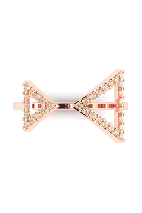 0.2475 ct Round Cut Natural Morganite Statement 18K Rose Gold Womens Engagement Ring