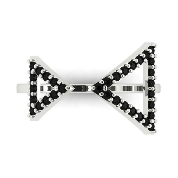 0.2475 ct Round Cut Natural Onyx Statement 14K White Gold Womens Engagement Ring