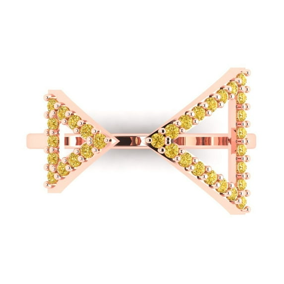 0.2475 ct Round Cut Simulated Yellow Diamond Statement 14K Rose Gold Womens Engagement Ring