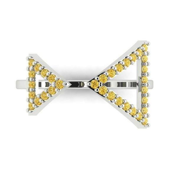 0.2475 ct Round Cut Simulated Yellow Diamond Statement 14K White Gold Womens Engagement Ring