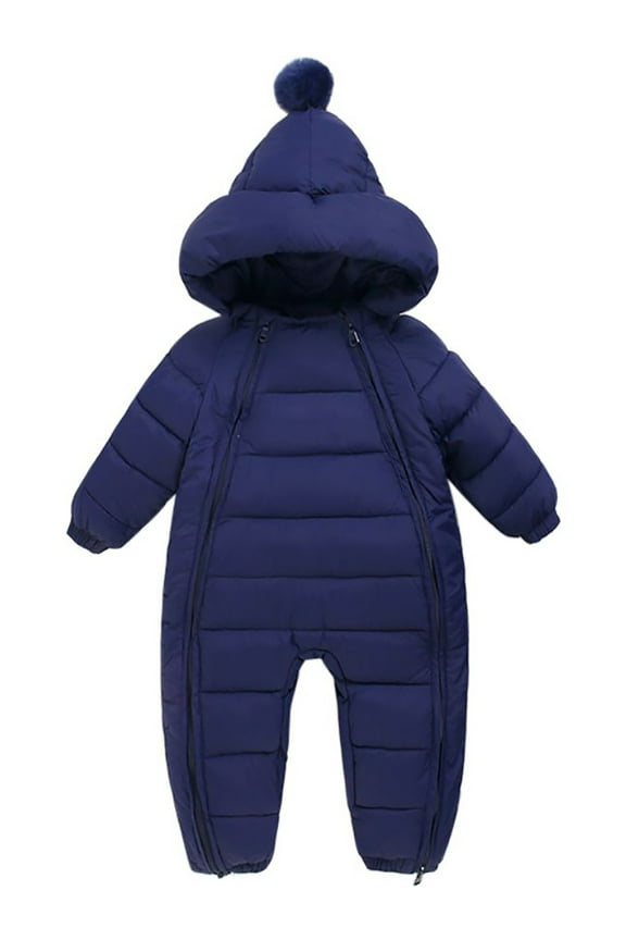 0-24M Baby Boys Girls Newborn Winter Snowsuit Down Coat Romper Hooded Double Zipper Warm Jumpsuit