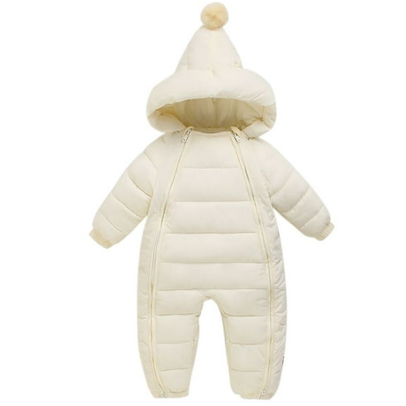 0-24M Baby Infant Winter Snowsuit Coat Romper Hooded Double Zipper Warm Jumpsuit for Boys Girls