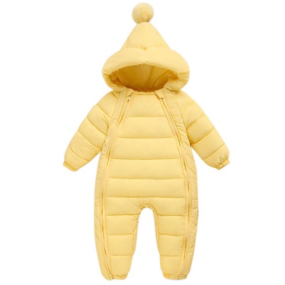 0-24M Baby Infant Winter Snowsuit Coat Romper Hooded Double Zipper Warm Jumpsuit for Boys Girls