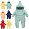 thumbnail image 1 of 0-24M Baby Infant Winter Snowsuit Coat Romper Hooded Double Zipper Warm Jumpsuit for Boys Girls, 1 of 9