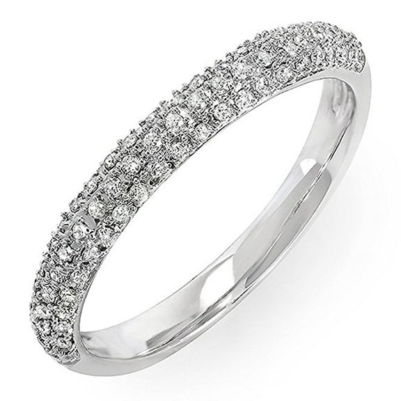 0.25 CT 14k Gold Round Diamond Ladies Pave Anniversary Wedding Band Stackable Ring