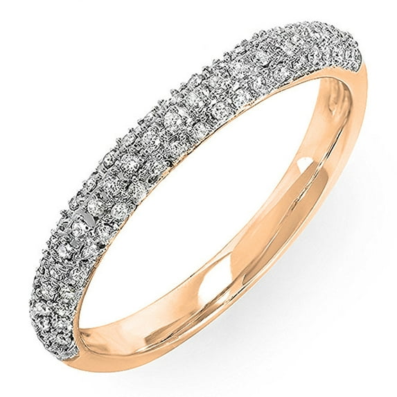 0.25 CT 14k Gold Round Diamond Ladies Pave Anniversary Wedding Band Stackable Ring