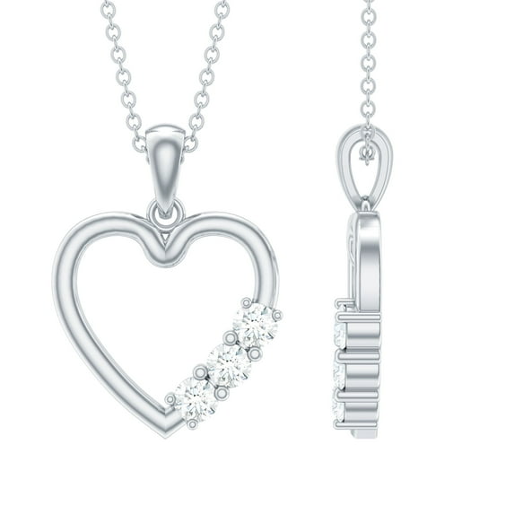 0.25 CT Moissanite Heart Pendant for Women (D-VS1 Quality, Rosec Jewels), 10K White Gold