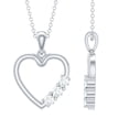 thumbnail image 1 of Rosec Jewels Certified Moissanite Heart Pendant Necklace - with Chain - D-VS1 Quality - Ready to Gift with Jewelry Box, 18K White Gold, 1 of 8