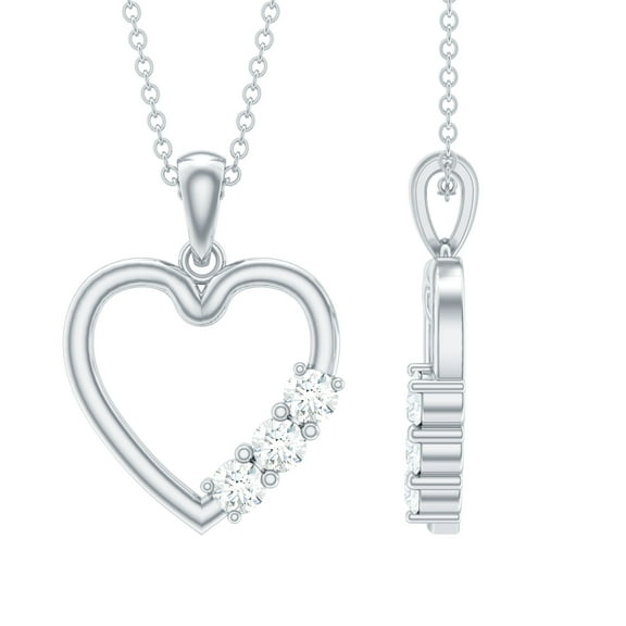 0.25 CT Moissanite Heart Pendant for Women (D-VS1 Quality, Rosec Jewels), 925 Sterling Silver