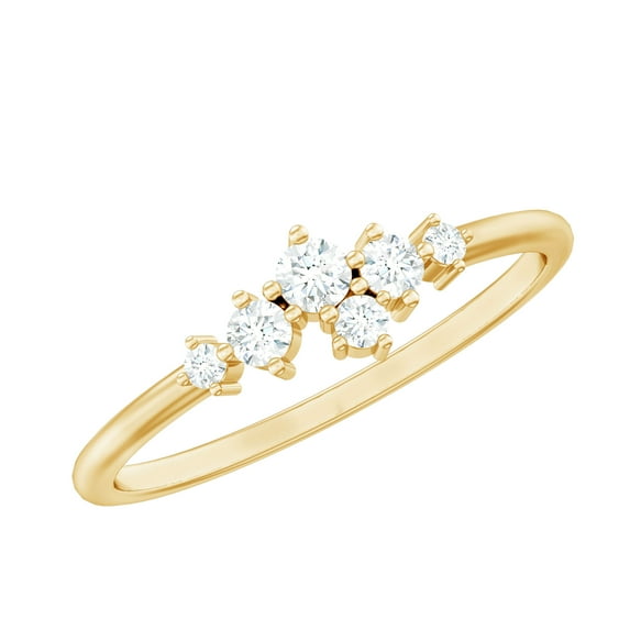 Rosec Jewels 0.25 CT Moissanite and Gold Ring, Cluster Promise Rings for Women, Moissanite Promise Ring, 18K Yellow Gold, US 13.00
