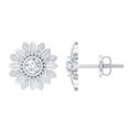 thumbnail image 1 of Rosec Jewels 0.25 CT Natural Diamond Stud Earrings for Women, Diamond Flower Stud Earrings, April Birthstone Earrings, 925 Sterling Silver, 1 of 7