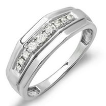 0.25 CT Sterling Silver White Diamond Mens Wedding Anniversary Band, Size 9