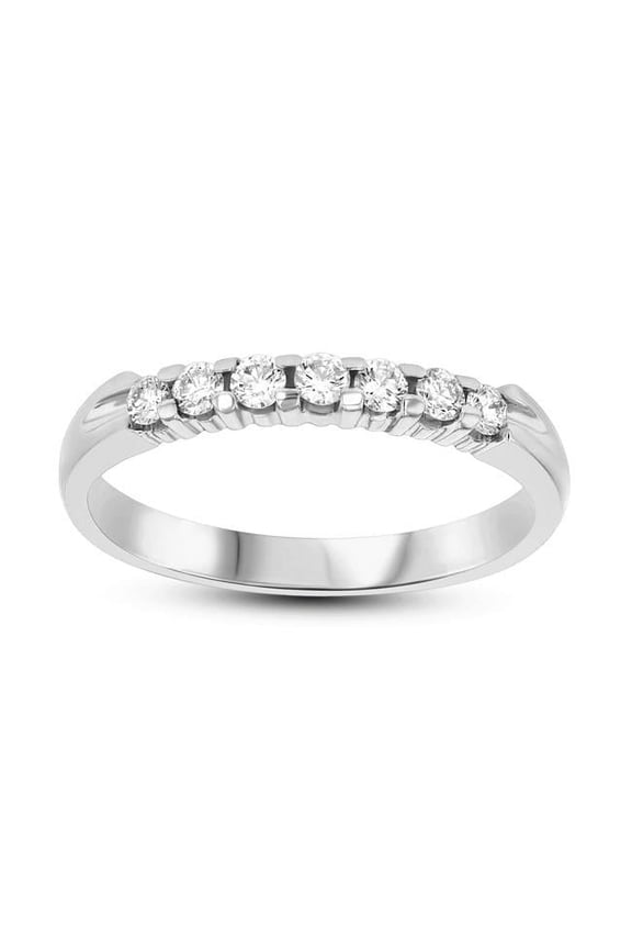 0.25 CTTW 7 Stone Round Diamonds Shared Prong Anniversary or Wedding Band 14K Gold Bridal Ring H-J SI - Size 5